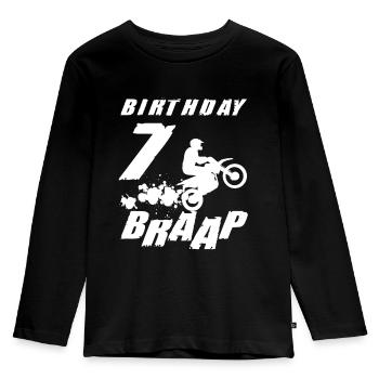 Seven 7yr 7th Motocross Birthday Boy 7 Years Old - Kinder Premium Bio Langarmshirt - Schwarz - Vorne - AI Model Kid Male (0cm)