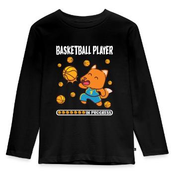 Joueur de basket-ball en cours Fox jouant au basket - T-shirt manches longues Premium Enfant - noir - Devant - AI Model Kid Male (0cm)
