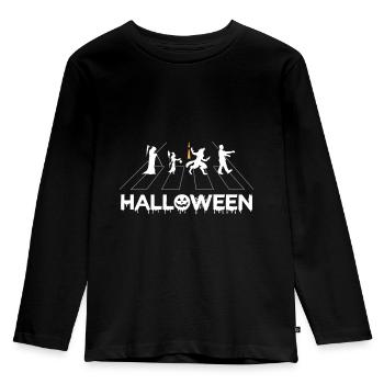 Halloween Kreaturen Zebrastreifen witzig - Kinder Premium Bio Langarmshirt - Schwarz - Vorne - AI Model Kid Male (0cm)