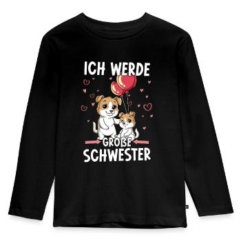 Ich Werde Große Schwester - Kinder Premium Bio Langarmshirt - Schwarz - Vorne - AI Model Kid Male (0cm)