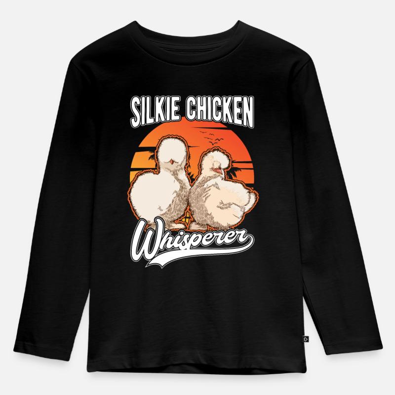 Silkie Chicken Whisperer Seidenhuhn Flüsterer - Kinder Premium Bio Langarmshirt - Schwarz
