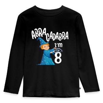 Eight 8yr 8th Wizard Birthday Boy 8 Years Old Gift - Kinder Premium Bio Langarmshirt - Schwarz - Vorne - AI Model Kid Male (0cm)