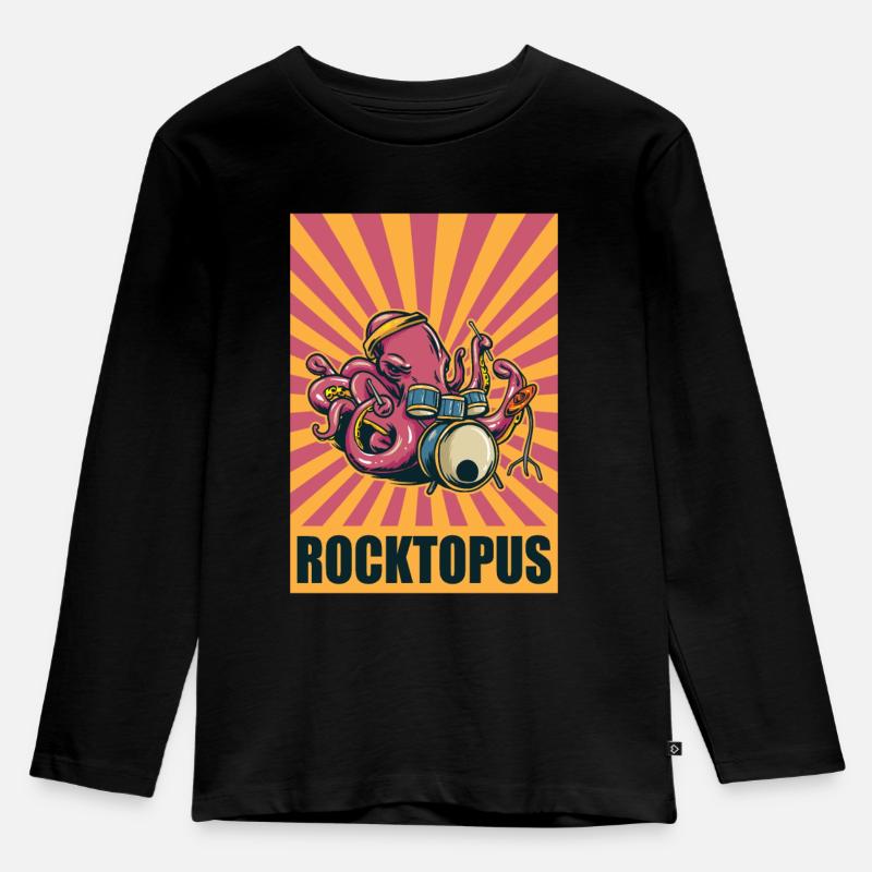 Melodious Tentacles Star Rocktopus Harmonic - Kinder Premium Bio Langarmshirt - Schwarz