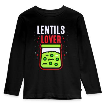 Linsenliebhaber Linse Liebhaber Linsen Essen - Kinder Premium Bio Langarmshirt - Schwarz - Vorne - AI Model Kid Male (0cm)
