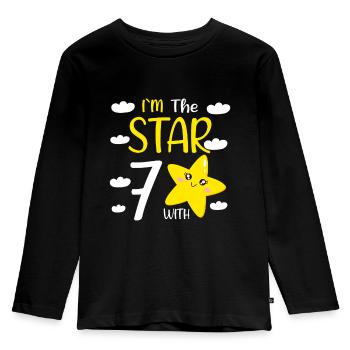 Fille d’anniversaire de 7 ans à The Star avec 7 - T-shirt manches longues Premium Enfant - noir - Devant - AI Model Kid Male (0cm)