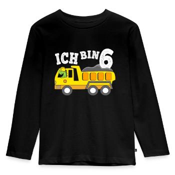 6 Jahre Jungen Geburtstagsgeschenk Dino Kipplaster - Kinder Premium Bio Langarmshirt - Schwarz - Vorne - AI Model Kid Male (0cm)