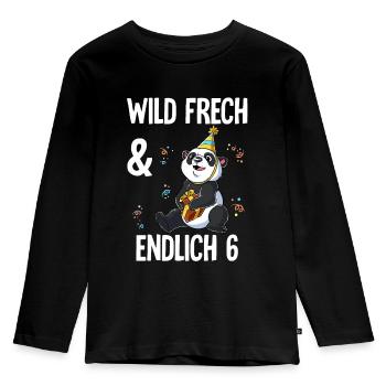 6. Geburtstag Panda Wild Frech Und Endlich 6 Jahre - Kinder Premium Bio Langarmshirt - Schwarz - Vorne - AI Model Kid Male (0cm)
