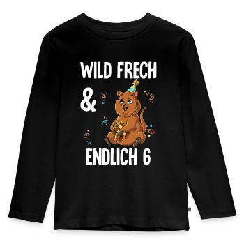 6. Geburtstag Quokka Wild Frech Und Endlich 6 - Kinder Premium Bio Langarmshirt - Schwarz - Vorne - AI Model Kid Male (0cm)