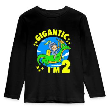 2 Years Old Birthday Knight Dragon 2nd B-Day Party - Kinder Premium Bio Langarmshirt - Schwarz - Vorne - AI Model Kid Male (0cm)