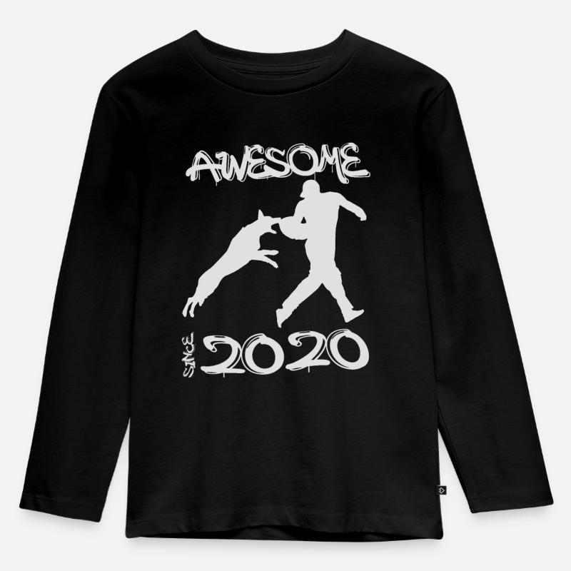 Awesome since 2020. Agility, Hundetraining - Kinder Premium Bio Langarmshirt - Schwarz