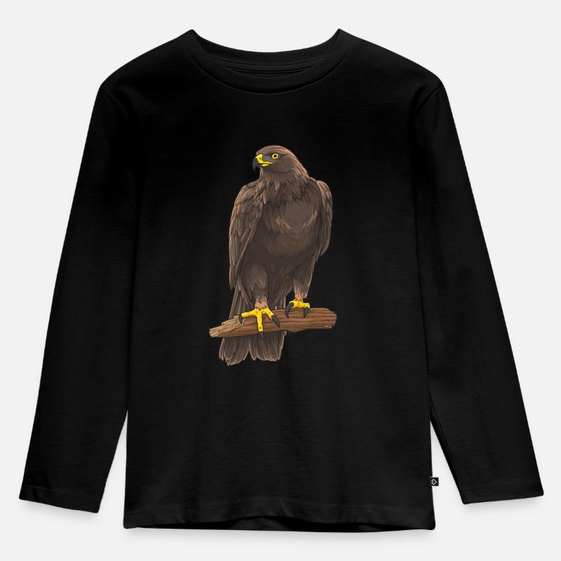 Adler Greifvogel Steinadler - Kinder Premium Bio Langarmshirt - Schwarz