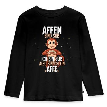 Affen Sind Süß Affe - Kinder Premium Bio Langarmshirt - Schwarz - Vorne - AI Model Kid Male (0cm)