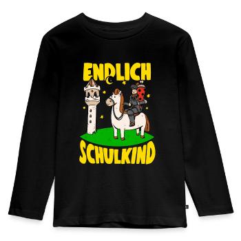 Ritter Schultüte Schulkind Junge Einschulung Idee - Kinder Premium Bio Langarmshirt - Schwarz - Vorne - AI Model Kid Male (0cm)