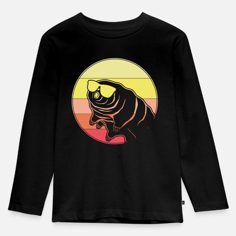 Tardigrade Wasserbär Retro Bärtierchen - Kinder Premium Bio Langarmshirt - Schwarz