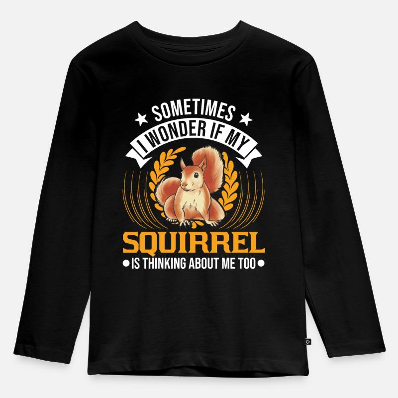 Eichhörnchen Geschenk Grauhörnchen Squirrel - Kinder Premium Bio Langarmshirt - Schwarz