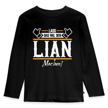 Lian Geschenkidee Geschenk Geburtstag - Kinder Premium Bio Langarmshirt - Schwarz - Vorne - AI Model Kid Male (0cm)