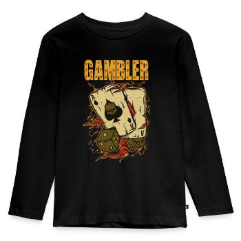 Gambler Poker Blackjack - Kinder Premium Bio Langarmshirt - Schwarz - Vorne - AI Model Kid Male (0cm)