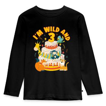 Im Wild And 3 Year-Old Bday Party Gift For Kids - Kinder Premium Bio Langarmshirt - Schwarz - Vorne - AI Model Kid Male (0cm)