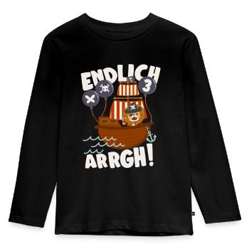 Piratenlöwe Endlich 3 Jahre alt Geburtstag - Kinder Premium Bio Langarmshirt - Schwarz - Vorne - AI Model Kid Male (0cm)
