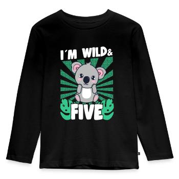 Im Wild & 5 Years Bday Party Gift Birthday Kids - Kinder Premium Bio Langarmshirt - Schwarz - Vorne - AI Model Kid Male (0cm)