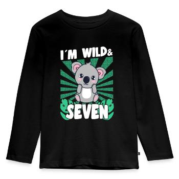 Im Wild & 7 Years Bday Party Gift Birthday Kids - Kinder Premium Bio Langarmshirt - Schwarz - Vorne - AI Model Kid Male (0cm)