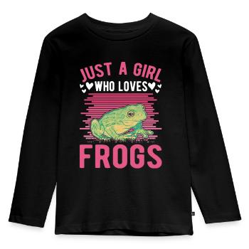 Frog Girl Tree Frog - Kids' Premium Longsleeve Shirt - black - Front - AI Model Kid Male (0cm)
