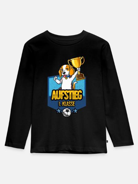Aufstieg 1. Klasse Einschulung - Kinder Premium Bio Langarmshirt - Schwarz