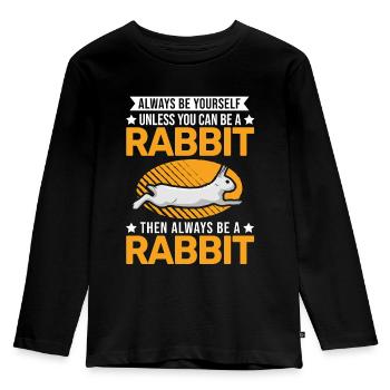 Rabbit Rabbit Rabbit - Kids' Premium Longsleeve Shirt - black - Front - AI Model Kid Male (0cm)
