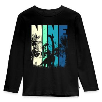 Brachiosaurus 9 ans Garçon 9ème anniversaire - T-shirt manches longues Premium Enfant - noir - Devant - AI Model Kid Male (0cm)