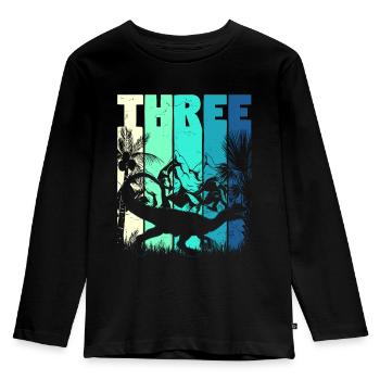 Dilophosaurus 3 ans Garçon 3ème anniversaire - T-shirt manches longues Premium Enfant - noir - Devant - AI Model Kid Male (0cm)