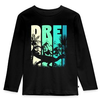 Dilophosaurus 3 Jahre Alt Junge 3. Geburtstag - Kinder Premium Bio Langarmshirt - Schwarz - Vorne - AI Model Kid Male (0cm)