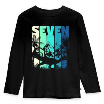 Dilophosaurus 7 ans Garçon 7ème anniversaire - T-shirt manches longues Premium Enfant - noir - Devant - AI Model Kid Male (0cm)