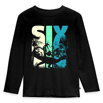 Dilophosaurus 6 ans Garçon 6ème anniversaire - T-shirt manches longues Premium Enfant - noir - Devant - AI Model Kid Male (0cm)