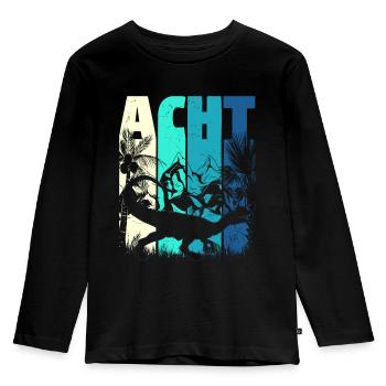 Dilophosaurus 8 Jahre Alt Junge 8. Geburtstag - Kinder Premium Bio Langarmshirt - Schwarz - Vorne - AI Model Kid Male (0cm)