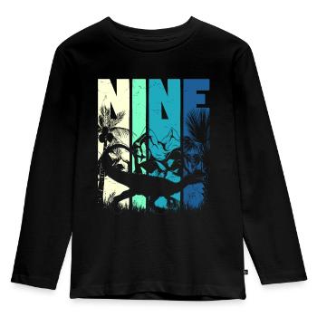 Dilophosaurus 9 ans Garçon 9ème anniversaire - T-shirt manches longues Premium Enfant - noir - Devant - AI Model Kid Male (0cm)