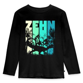 Dilophosaurus 10 Jahre Alt Junge 10. Geburtstag - Kinder Premium Bio Langarmshirt - Schwarz - Vorne - AI Model Kid Male (0cm)