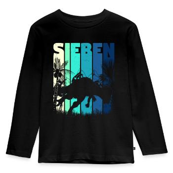 Pachycephalosaurus 7 Jahre Alt Junge 7. Geburtstag - Kinder Premium Bio Langarmshirt - Schwarz - Vorne - AI Model Kid Male (0cm)