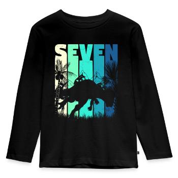 Pachycephalosaurus 7 Jahre Alt Junge 7. Geburtstag - Kinder Premium Bio Langarmshirt - Schwarz - Vorne - AI Model Kid Male (0cm)