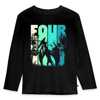 Ptérodactyle 4 ans garçon 4ème anniversaire rétro - T-shirt manches longues Premium Enfant - noir - Devant - AI Model Kid Male (0cm)