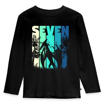 Ptérodactyle 7 ans garçon 7ème anniversaire rétro - T-shirt manches longues Premium Enfant - noir - Devant - AI Model Kid Male (0cm)