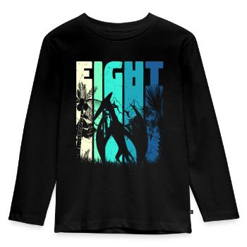 Ptérodactyle 8 ans garçon 8ème anniversaire rétro - T-shirt manches longues Premium Enfant - noir - Devant - AI Model Kid Male (0cm)