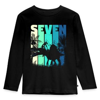 Spinosaurus 7 ans garçon 7ème anniversaire rétro - T-shirt manches longues Premium Enfant - noir - Devant - AI Model Kid Male (0cm)