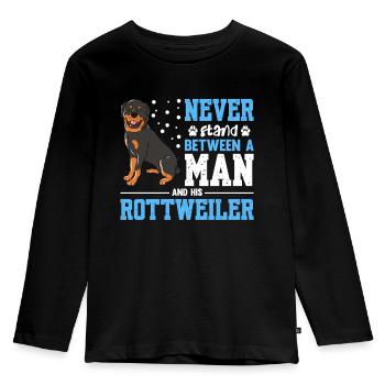 Never Stand Between A Man And His Rottweiler Copy - Kids' Premium Longsleeve Shirt - black - Front - AI Model Kid Male (0cm)