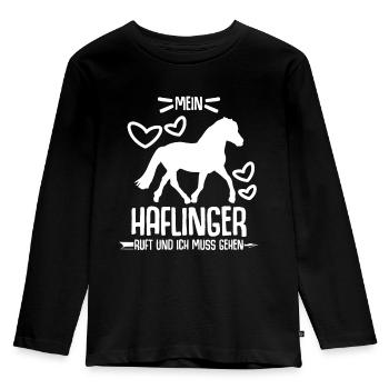 Mein Haflinger ruft - Kinder Premium Bio Langarmshirt - Schwarz - Vorne - AI Model Kid Male (0cm)