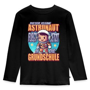 Dieser Kleine Astronaut fliegt jetzt in die - Kinder Premium Bio Langarmshirt - Schwarz - Vorne - AI Model Kid Male (0cm)