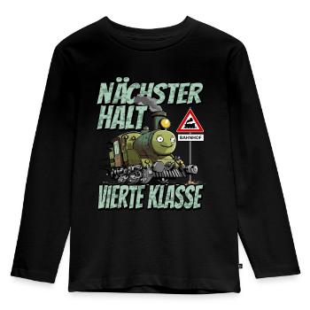 Nächster Halt Vierte Klasse - Grundschule Lok und - Kinder Premium Bio Langarmshirt - Schwarz - Vorne - AI Model Kid Male (0cm)