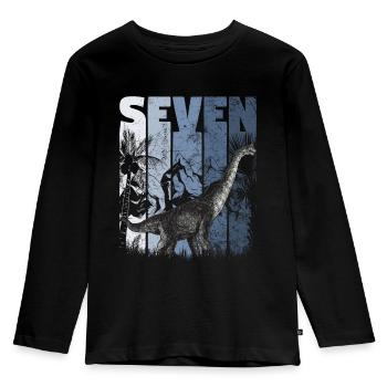 Brachiosaurus 7 Jahre Alt Dino 7. Geburtstag - Kinder Premium Bio Langarmshirt - Schwarz - Vorne - AI Model Kid Male (0cm)