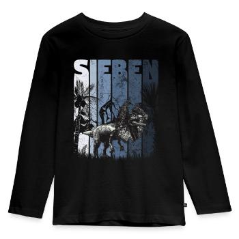 Dilophosaurus 7 Jahre Alt Dino 7. Geburtstag - Kinder Premium Bio Langarmshirt - Schwarz - Vorne - AI Model Kid Male (0cm)