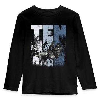 Dilophosaurus 10 ans Dino 10e anniversaire - T-shirt manches longues Premium Enfant - noir - Devant - AI Model Kid Male (0cm)