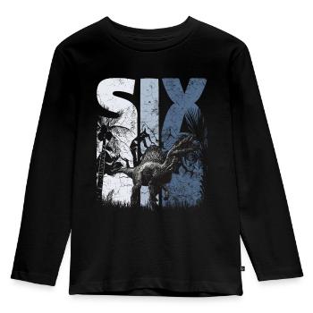 Spinosaurus 6 ans Dino 6ème anniversaire - T-shirt manches longues Premium Enfant - noir - Devant - AI Model Kid Male (0cm)